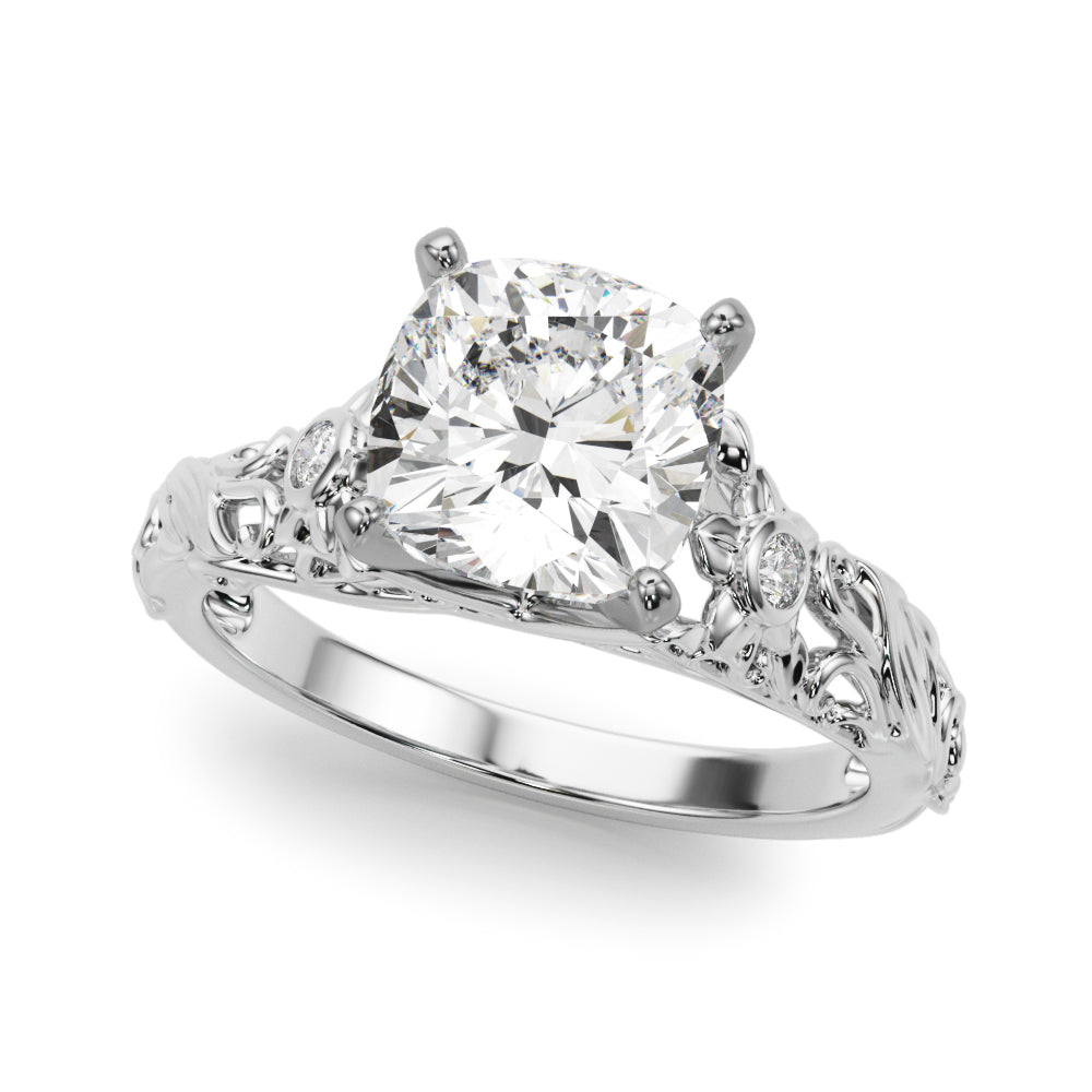 Splendid Center Round Diamond Engagement Ring in 10K/14K gold and platinum with certified lab-grown or natural diamonds