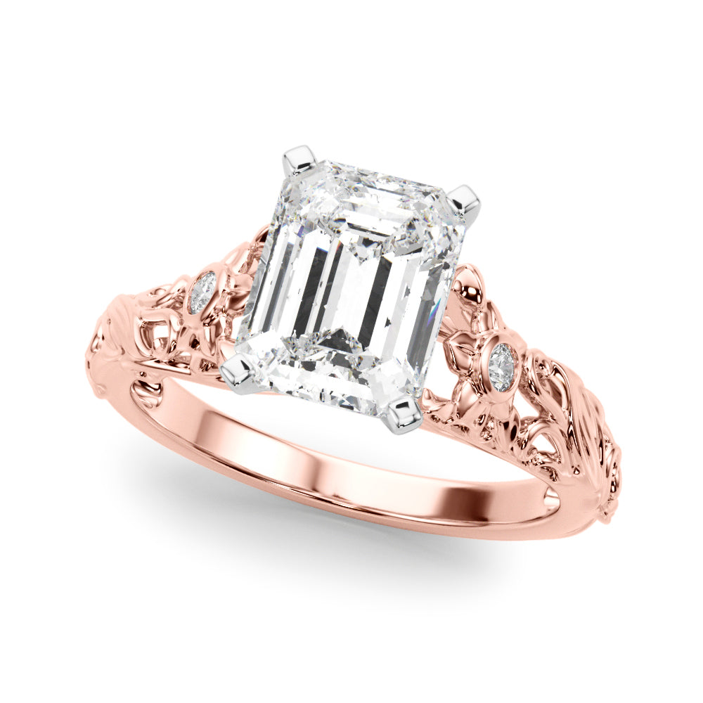 Splendid Center Round Diamond Engagement Ring in 10K/14K gold and platinum with certified lab-grown or natural diamonds