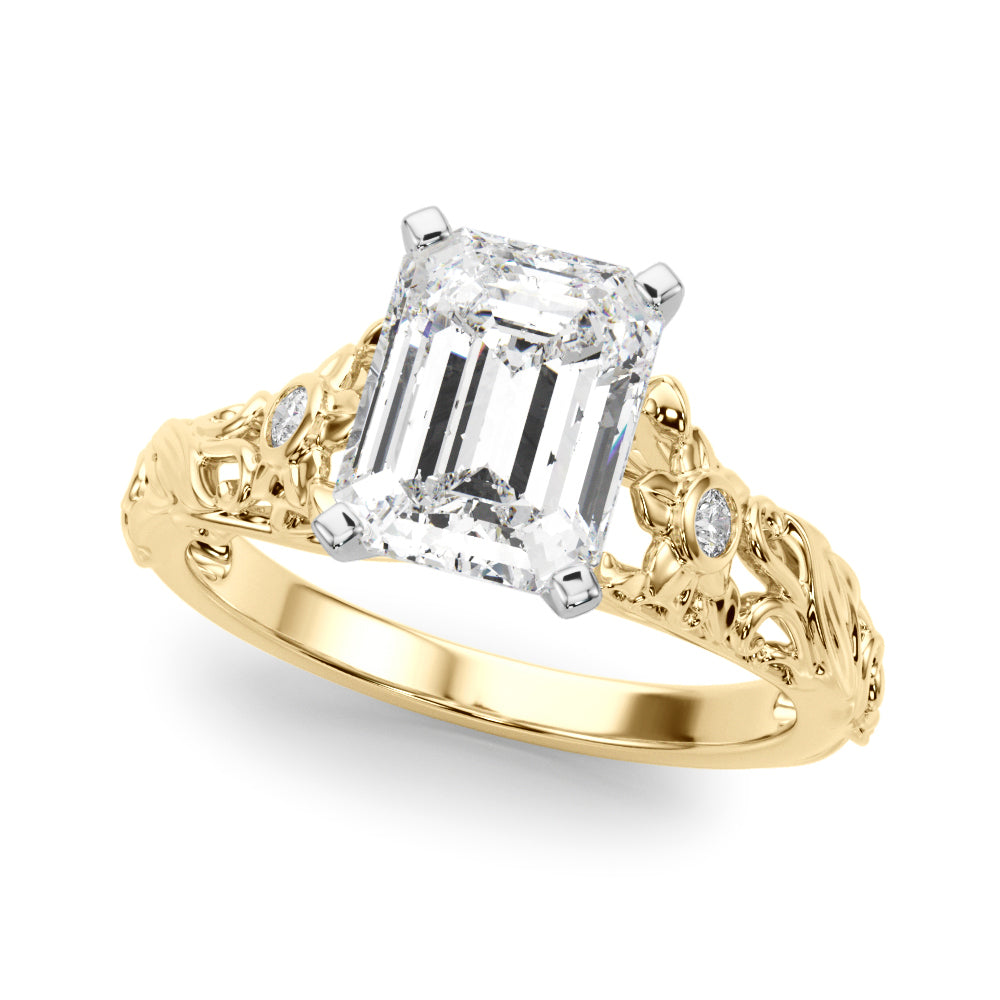 Splendid Center Round Diamond Engagement Ring in 10K/14K gold and platinum with certified lab-grown or natural diamonds