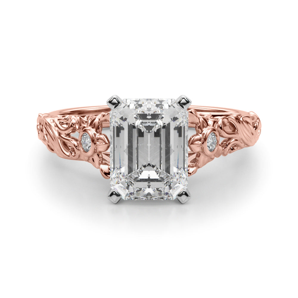 Splendid Center Round Diamond Engagement Ring in 10K/14K gold and platinum with certified lab-grown or natural diamonds