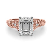 Splendid Center Round Diamond Engagement Ring in 10K/14K gold and platinum with certified lab-grown or natural diamonds