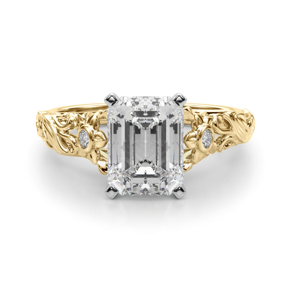 Splendid Center Round Diamond Engagement Ring in 10K/14K gold and platinum with certified lab-grown or natural diamonds