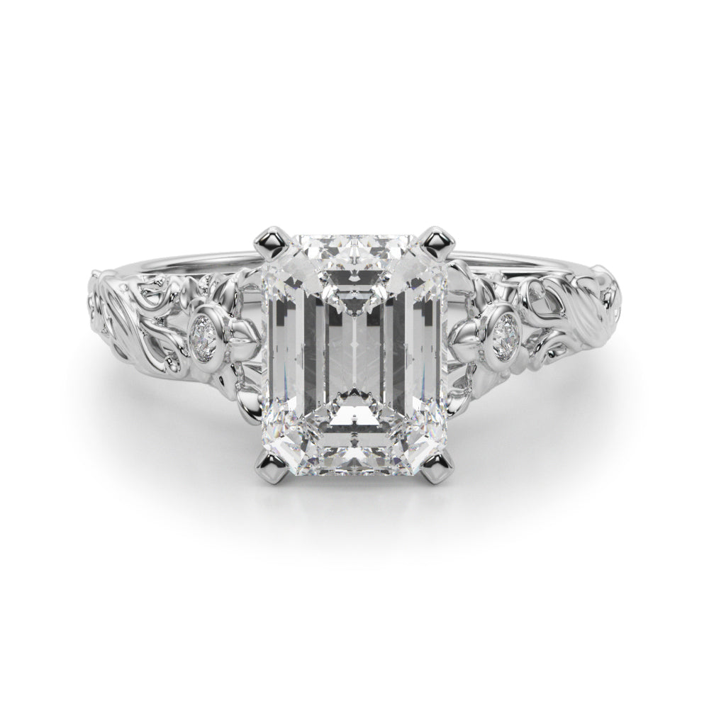 Splendid Center Round Diamond Engagement Ring in 10K/14K gold and platinum with certified lab-grown or natural diamonds