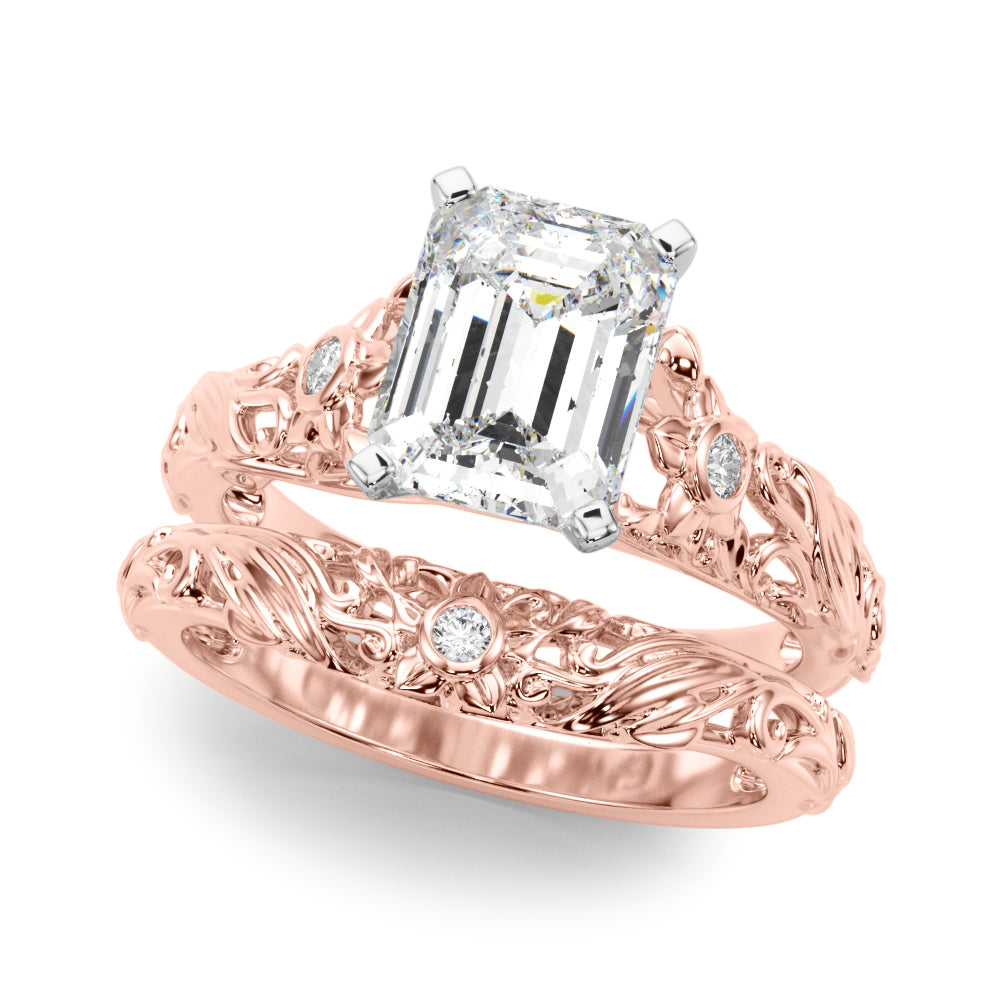 Splendid Center Round Diamond Engagement Ring in 10K/14K gold and platinum with certified lab-grown or natural diamonds
