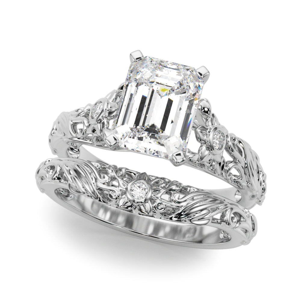 Splendid Center Round Diamond Engagement Ring in 10K/14K gold and platinum with certified lab-grown or natural diamonds