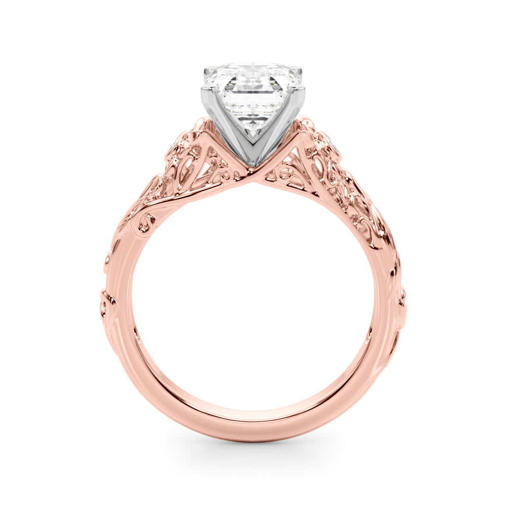 Splendid Center Round Diamond Engagement Ring in 10K/14K gold and platinum with certified lab-grown or natural diamonds
