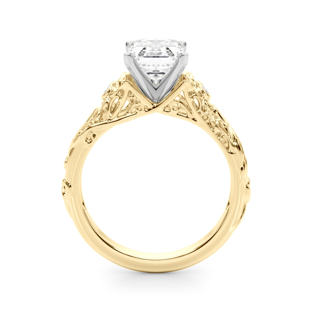 Splendid Center Round Diamond Engagement Ring in 10K/14K gold and platinum with certified lab-grown or natural diamonds