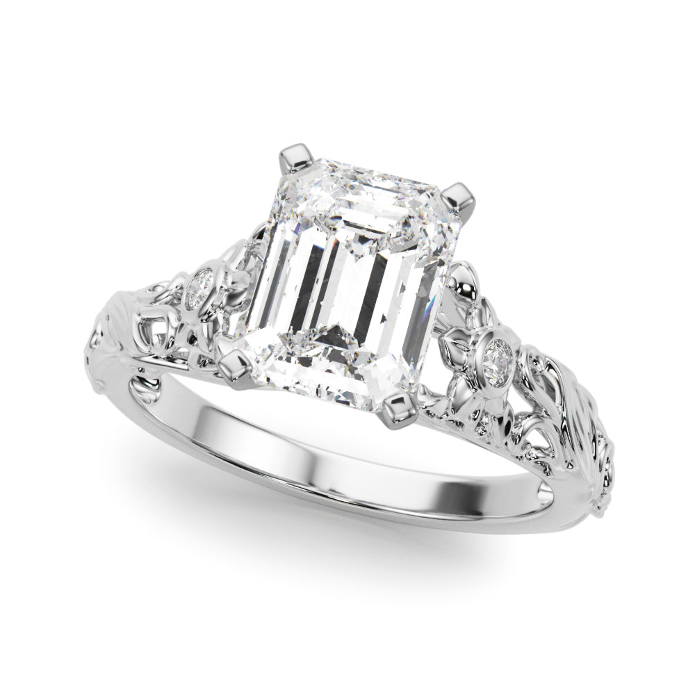 Splendid Center Round Diamond Engagement Ring in 10K/14K gold and platinum with certified lab-grown or natural diamonds