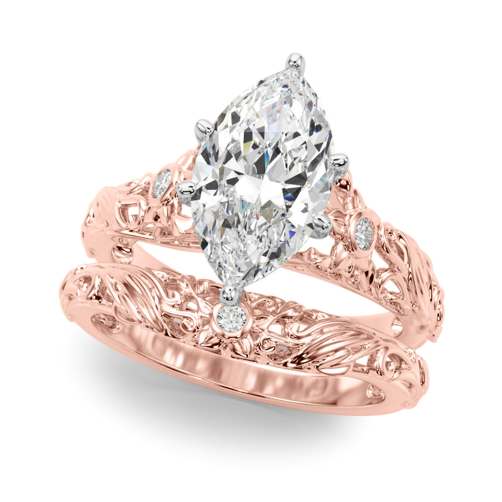 Splendid Center Round Diamond Engagement Ring in 10K/14K gold and platinum with certified lab-grown or natural diamonds