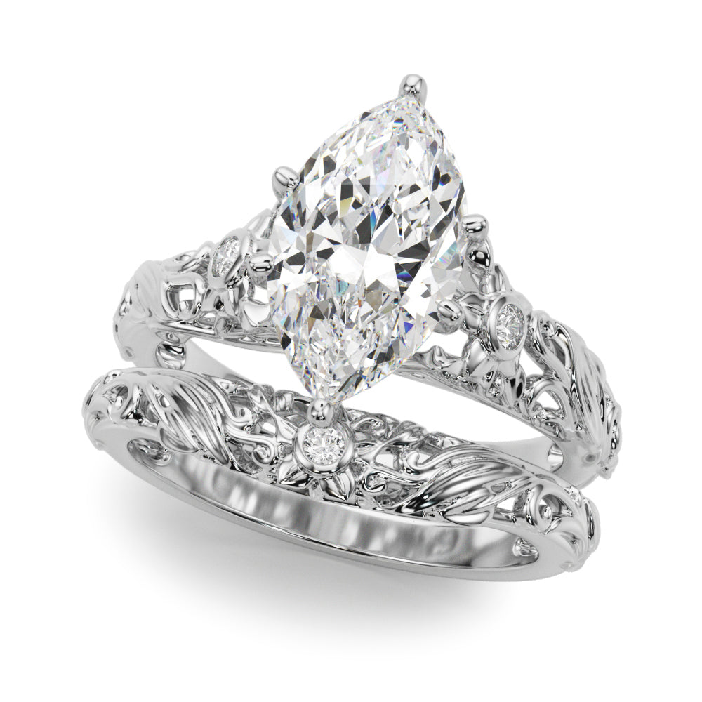 Splendid Center Round Diamond Engagement Ring in 10K/14K gold and platinum with certified lab-grown or natural diamonds