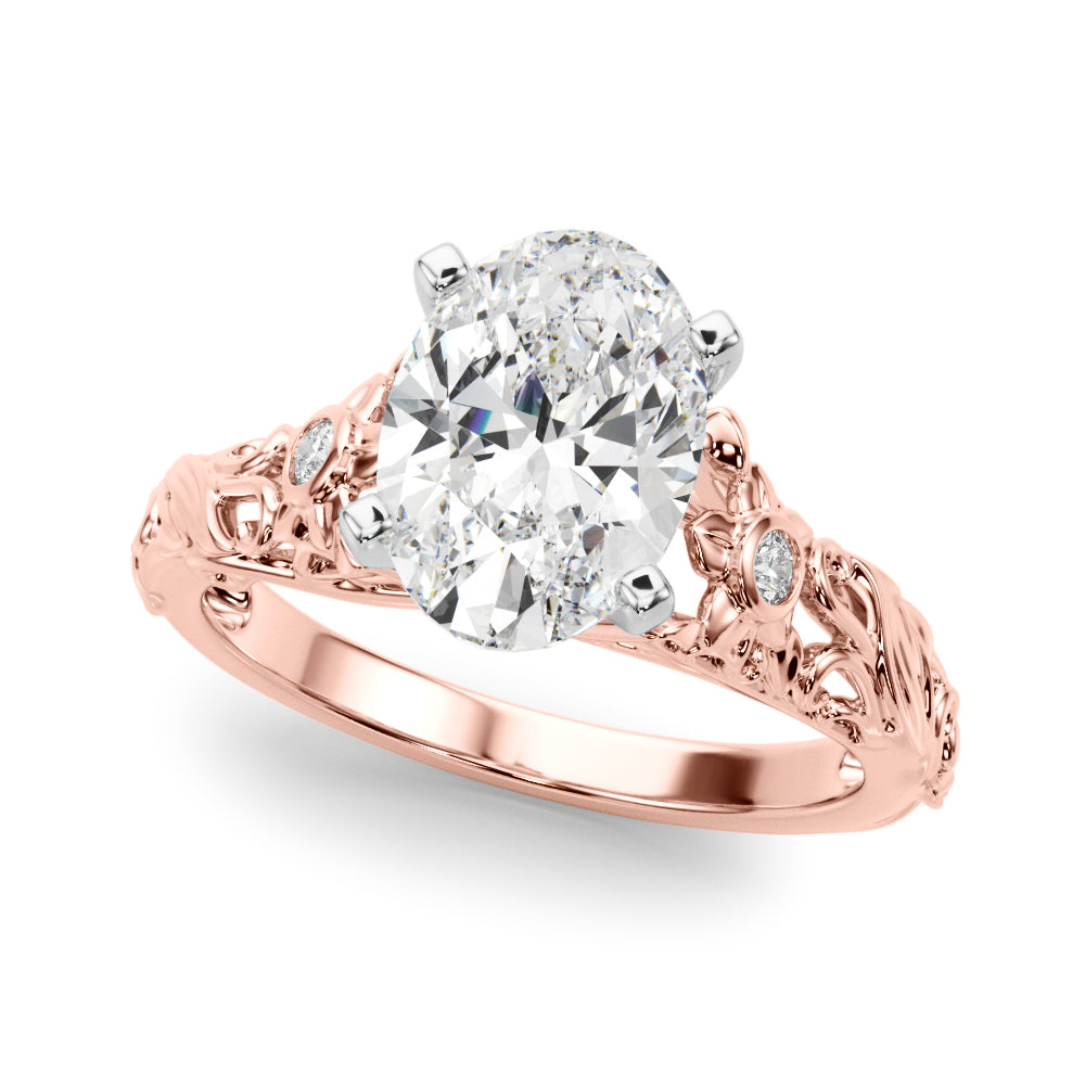 Splendid Center Round Diamond Engagement Ring in 10K/14K gold and platinum with certified lab-grown or natural diamonds