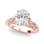 Splendid Center Round Diamond Engagement Ring in 10K/14K gold and platinum with certified lab-grown or natural diamonds