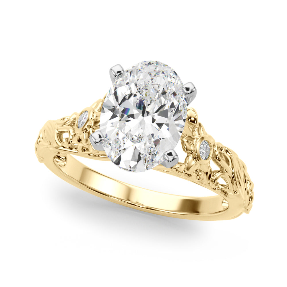 Splendid Center Round Diamond Engagement Ring in 10K/14K gold and platinum with certified lab-grown or natural diamonds