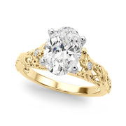 Splendid Center Round Diamond Engagement Ring in 10K/14K gold and platinum with certified lab-grown or natural diamonds