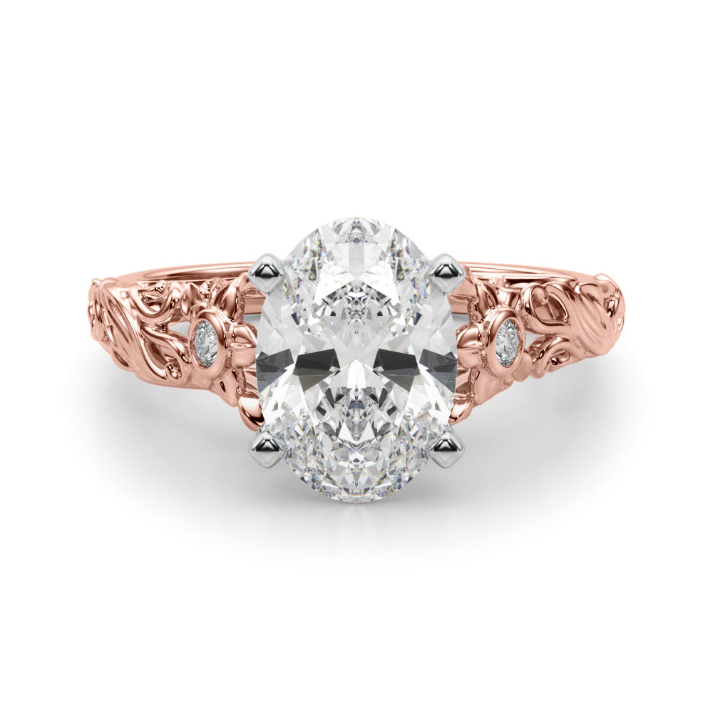 Splendid Center Round Diamond Engagement Ring in 10K/14K gold and platinum with certified lab-grown or natural diamonds