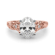 Splendid Center Round Diamond Engagement Ring in 10K/14K gold and platinum with certified lab-grown or natural diamonds