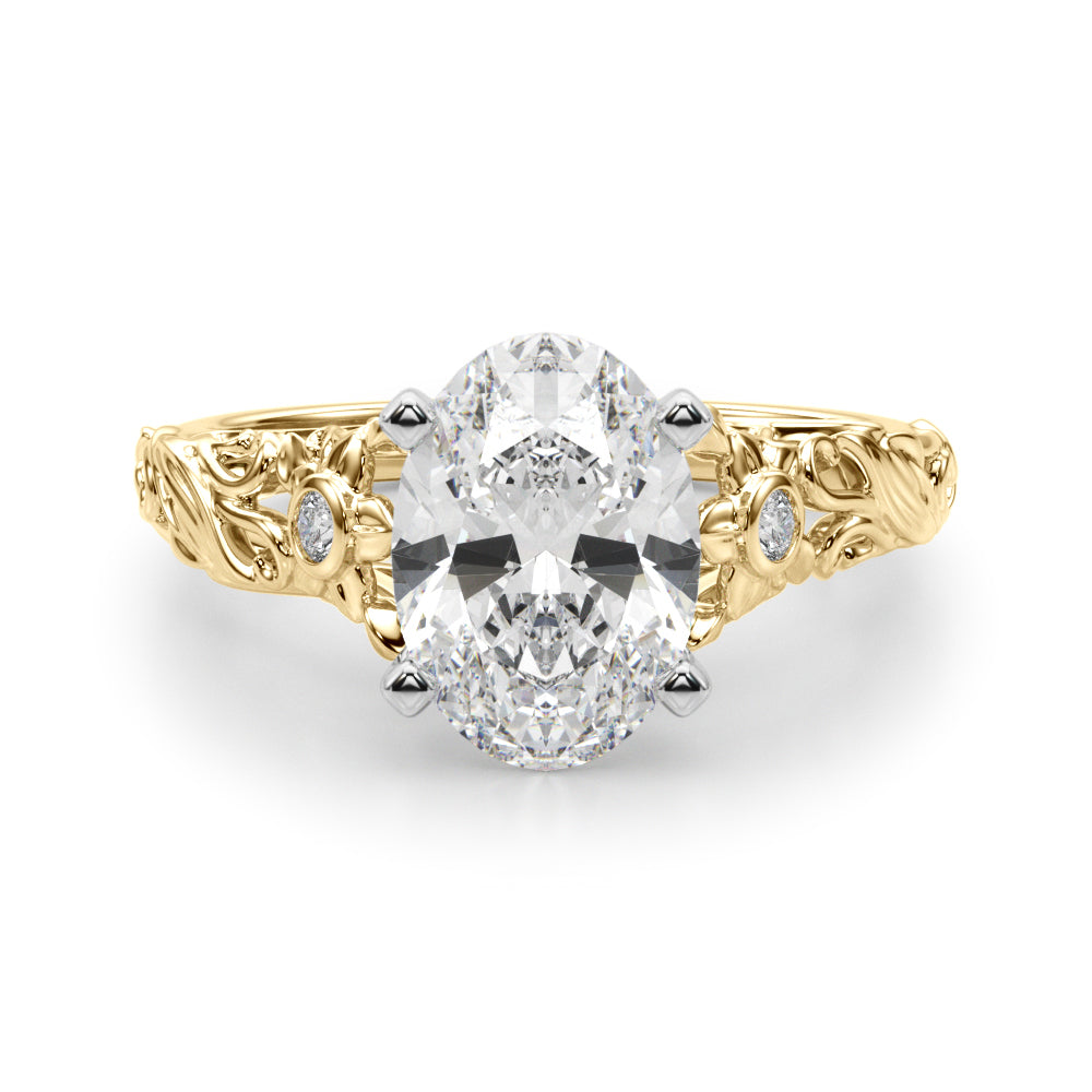 Splendid Center Round Diamond Engagement Ring in 10K/14K gold and platinum with certified lab-grown or natural diamonds