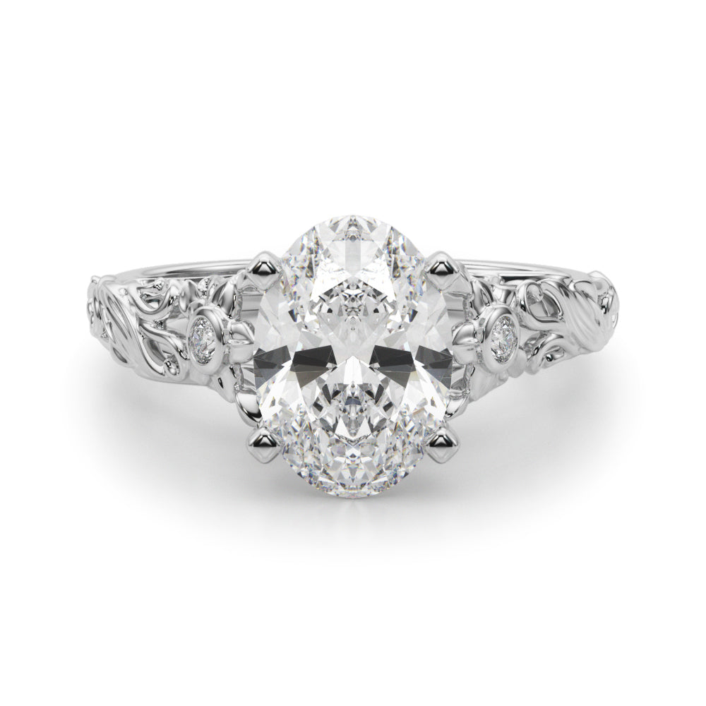 Splendid Center Round Diamond Engagement Ring in 10K/14K gold and platinum with certified lab-grown or natural diamonds