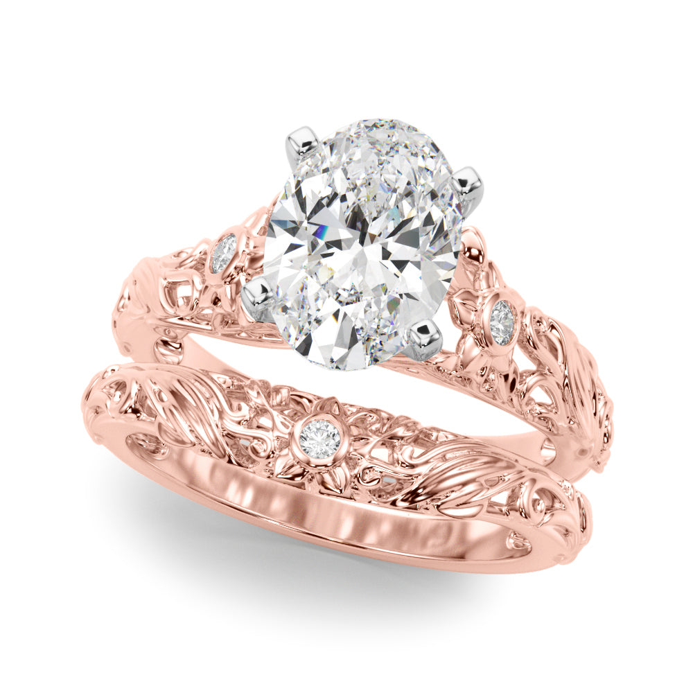 Splendid Center Round Diamond Engagement Ring in 10K/14K gold and platinum with certified lab-grown or natural diamonds