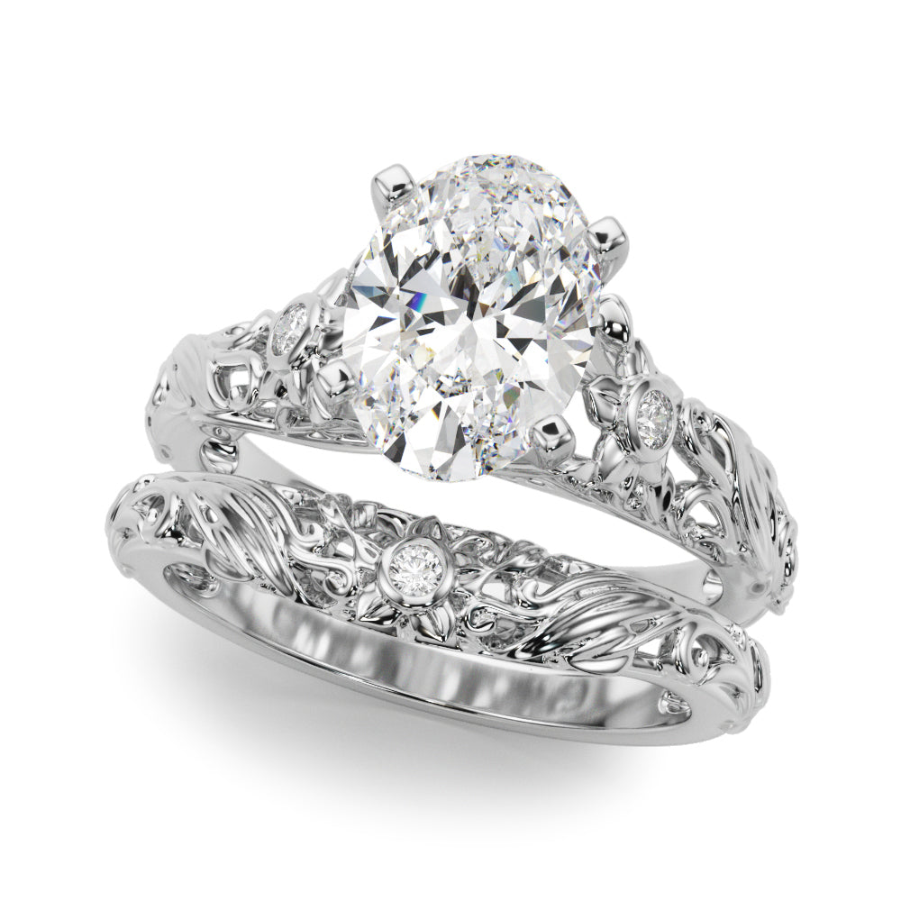 Splendid Center Round Diamond Engagement Ring in 10K/14K gold and platinum with certified lab-grown or natural diamonds
