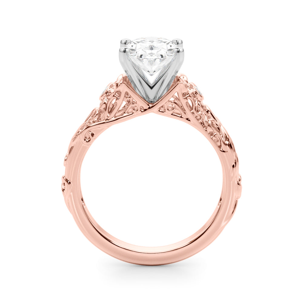 Splendid Center Round Diamond Engagement Ring in 10K/14K gold and platinum with certified lab-grown or natural diamonds