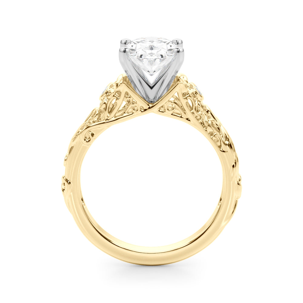 Splendid Center Round Diamond Engagement Ring in 10K/14K gold and platinum with certified lab-grown or natural diamonds
