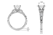 Splendid Center Round Diamond Engagement Ring in 10K/14K gold and platinum with certified lab-grown or natural diamonds