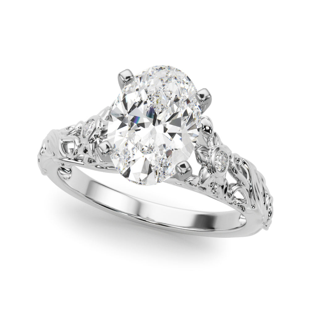 Splendid Center Round Diamond Engagement Ring in 10K/14K gold and platinum with certified lab-grown or natural diamonds
