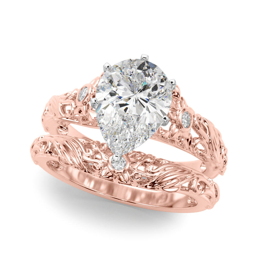 Splendid Center Round Diamond Engagement Ring in 10K/14K gold and platinum with certified lab-grown or natural diamonds
