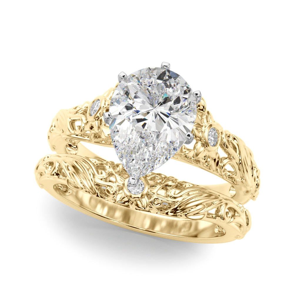Splendid Center Round Diamond Engagement Ring in 10K/14K gold and platinum with certified lab-grown or natural diamonds