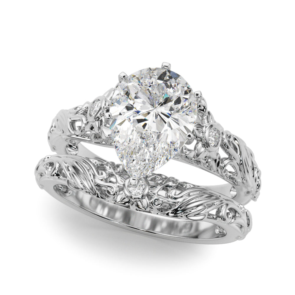 Splendid Center Round Diamond Engagement Ring in 10K/14K gold and platinum with certified lab-grown or natural diamonds