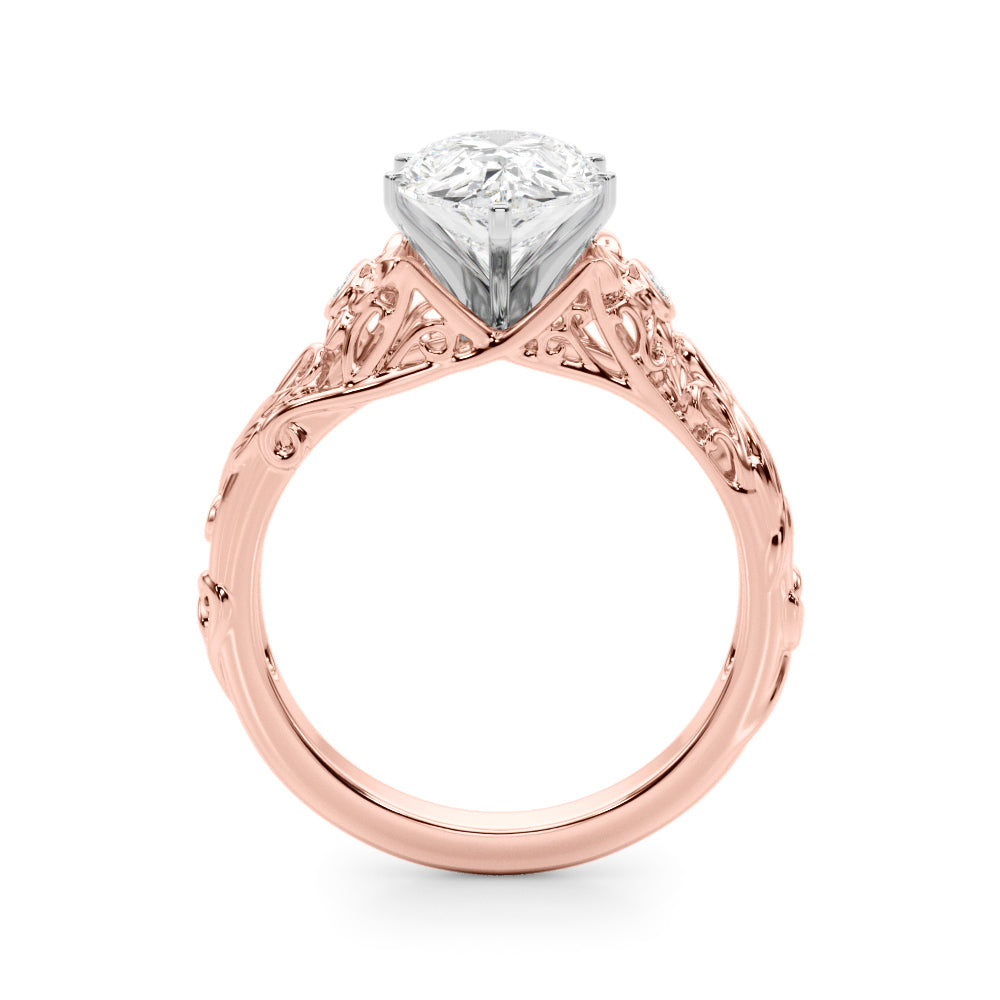 Splendid Center Round Diamond Engagement Ring in 10K/14K gold and platinum with certified lab-grown or natural diamonds
