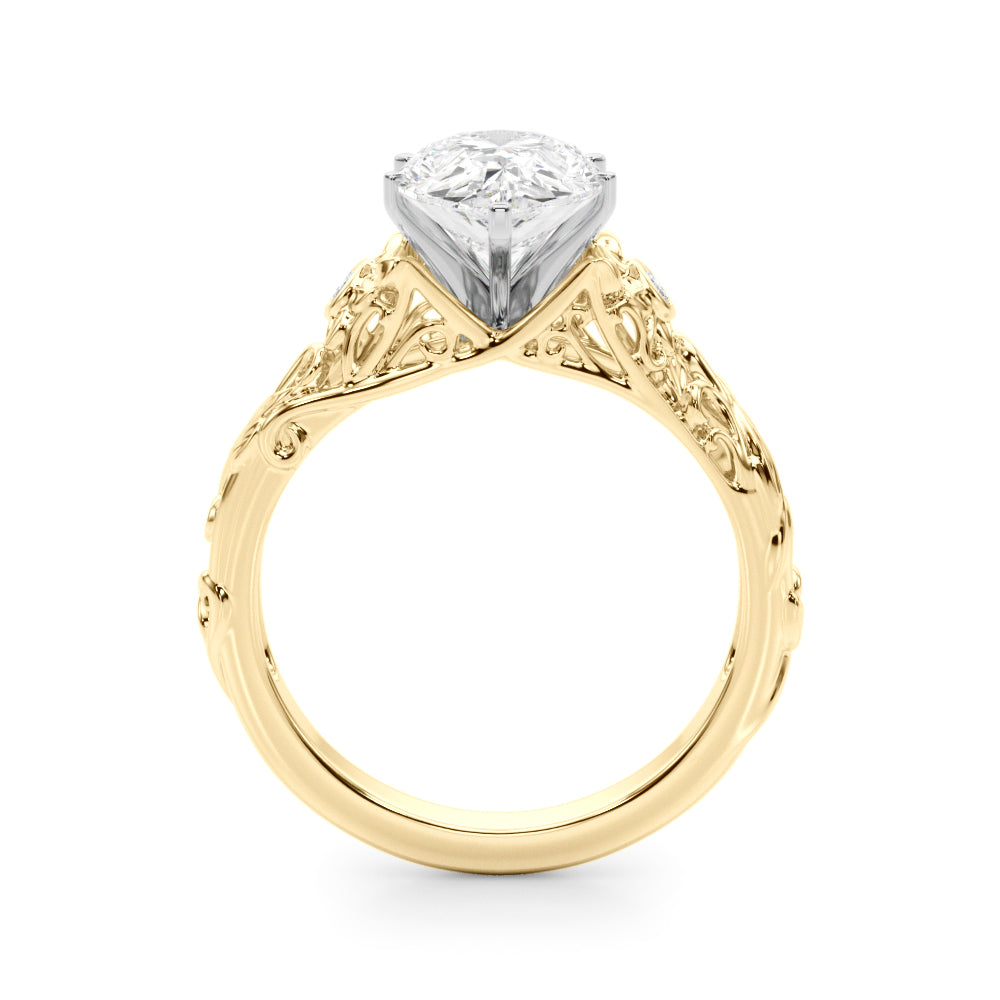 Splendid Center Round Diamond Engagement Ring in 10K/14K gold and platinum with certified lab-grown or natural diamonds