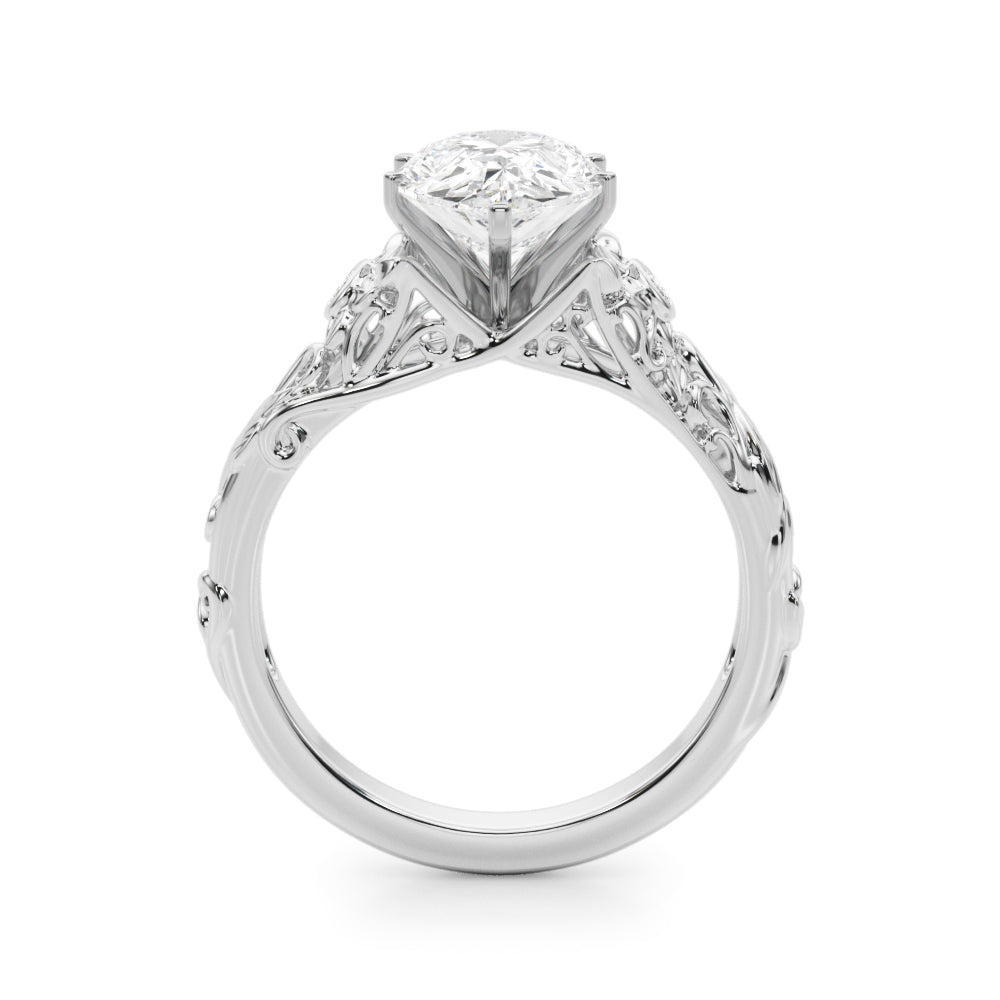 Splendid Center Round Diamond Engagement Ring in 10K/14K gold and platinum with certified lab-grown or natural diamonds