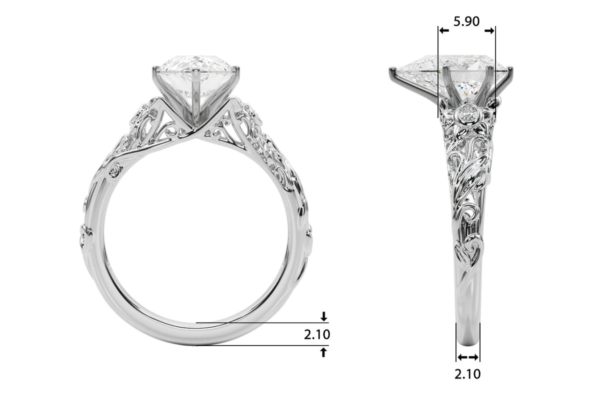 Splendid Center Round Diamond Engagement Ring in 10K/14K gold and platinum with certified lab-grown or natural diamonds