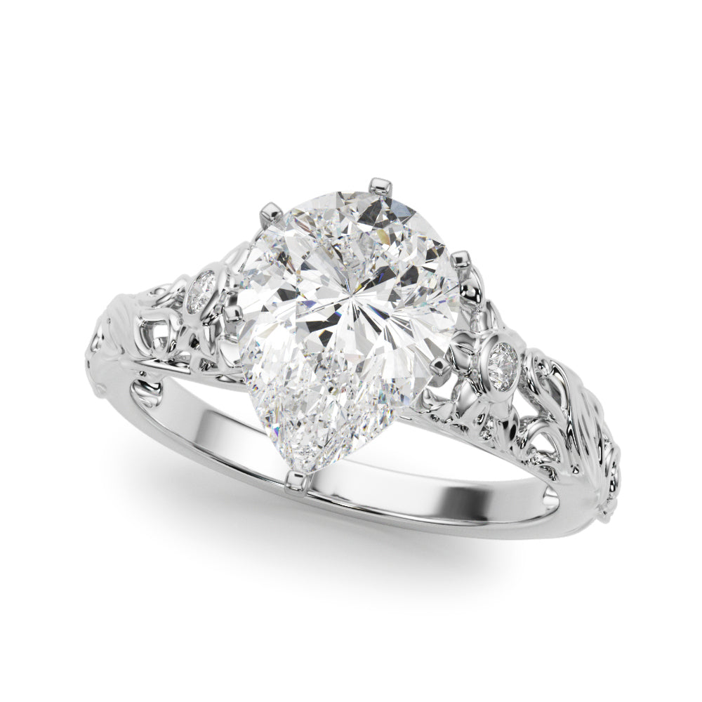 Splendid Center Round Diamond Engagement Ring in 10K/14K gold and platinum with certified lab-grown or natural diamonds