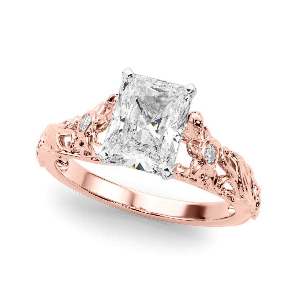 Splendid Center Round Diamond Engagement Ring in 10K/14K gold and platinum with certified lab-grown or natural diamonds