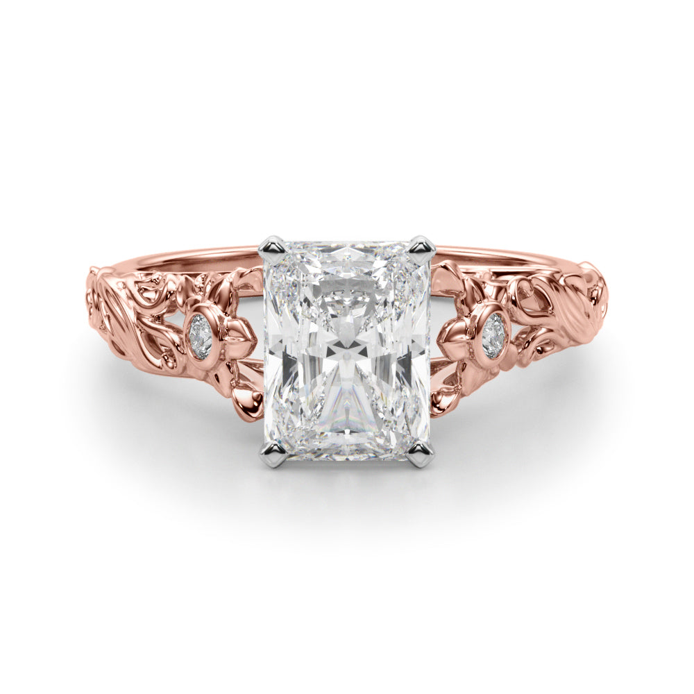 Splendid Center Round Diamond Engagement Ring in 10K/14K gold and platinum with certified lab-grown or natural diamonds