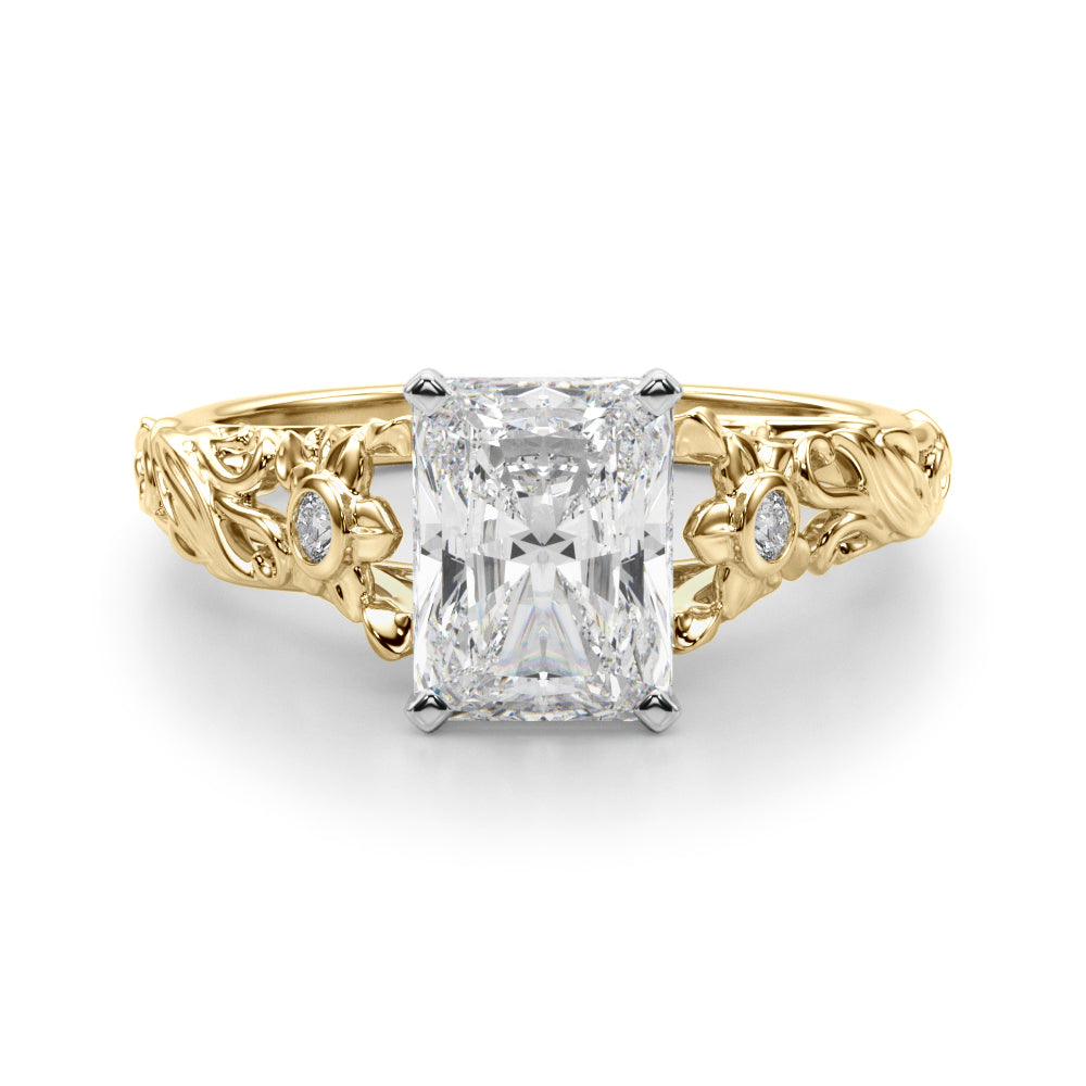 Splendid Center Round Diamond Engagement Ring in 10K/14K gold and platinum with certified lab-grown or natural diamonds