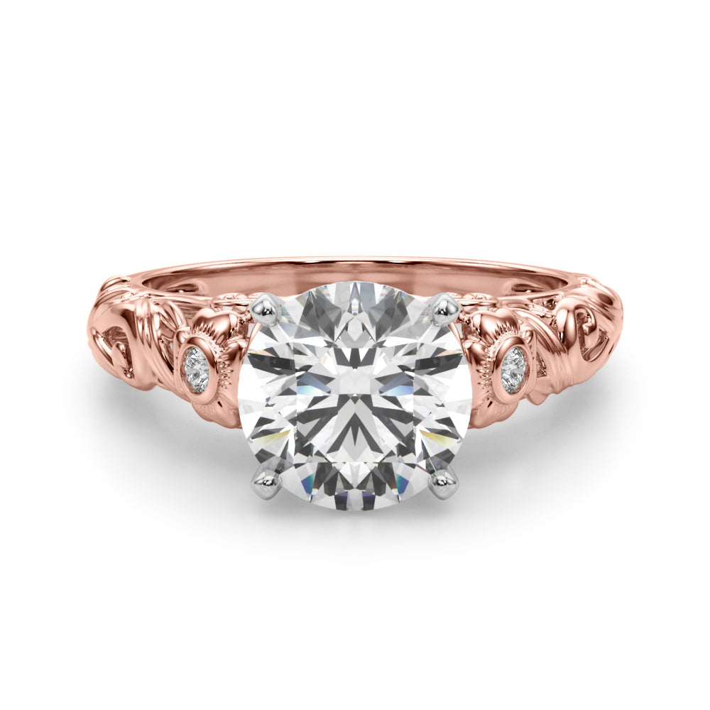 Enchanted Center Round Diamond Engagement Ring in 10K/14K gold and platinum with certified lab-grown or natural diamonds
