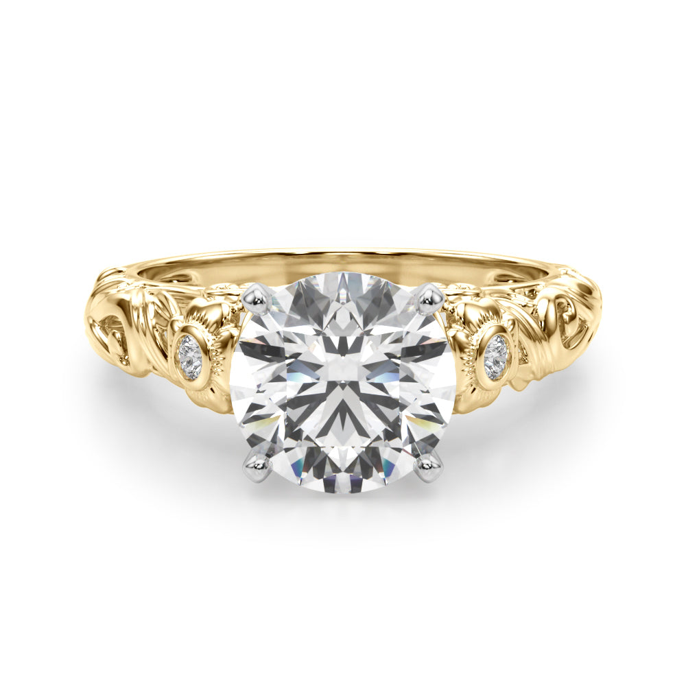 Enchanted Center Round Diamond Engagement Ring in 10K/14K gold and platinum with certified lab-grown or natural diamonds