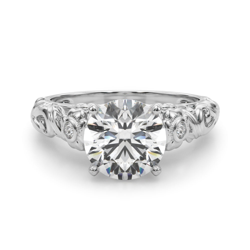 Enchanted Center Round Diamond Engagement Ring in 10K/14K gold and platinum with certified lab-grown or natural diamonds