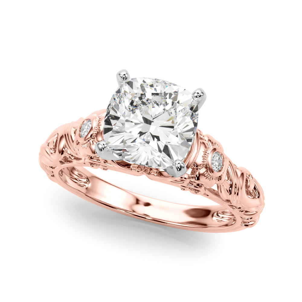 Enchanted Center Round Diamond Engagement Ring in 10K/14K gold and platinum with certified lab-grown or natural diamonds