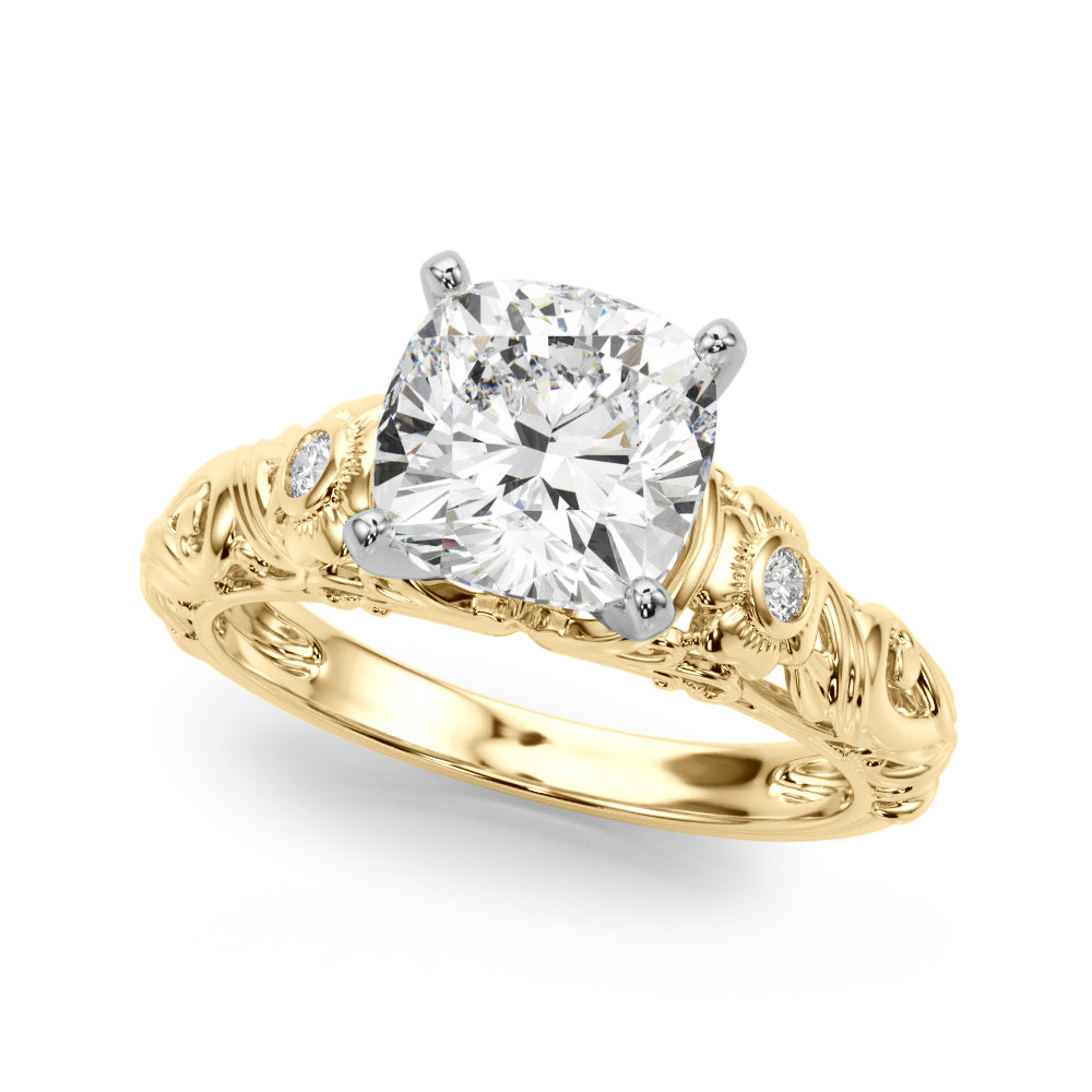 Enchanted Center Round Diamond Engagement Ring in 10K/14K gold and platinum with certified lab-grown or natural diamonds