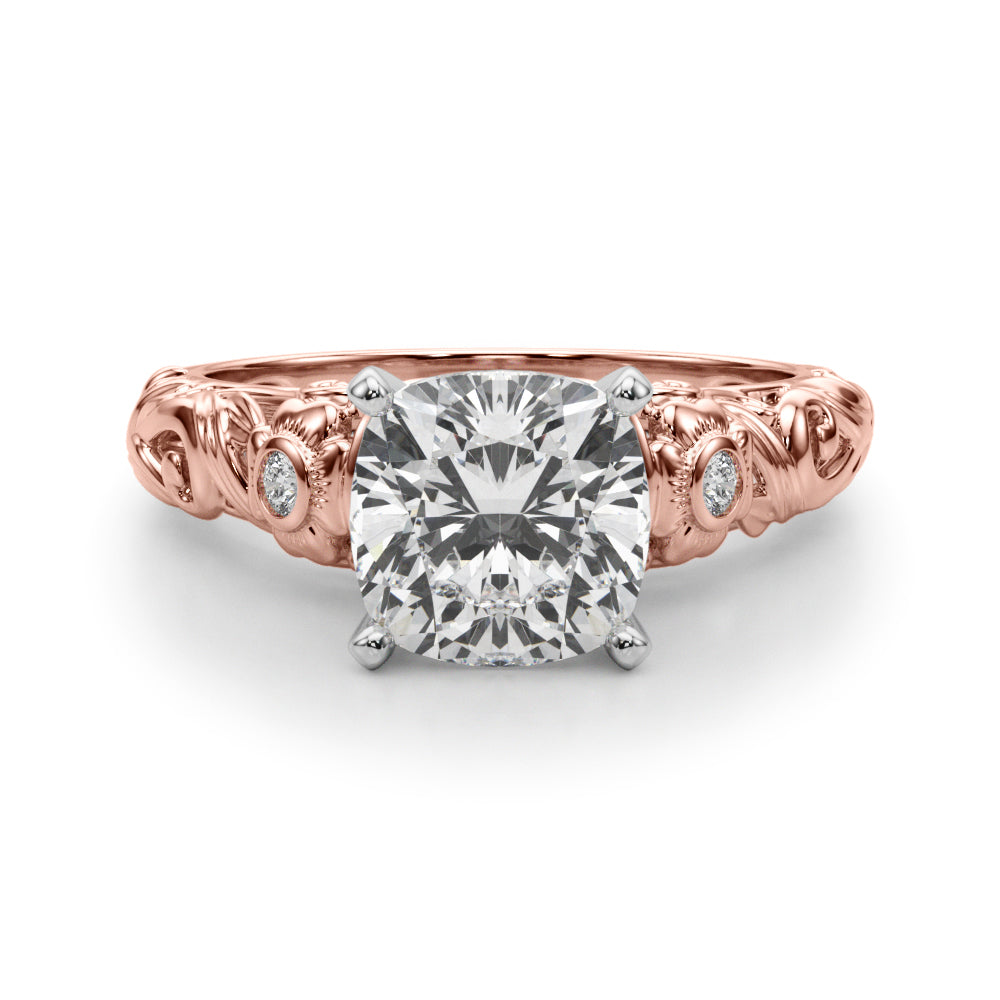 Enchanted Center Round Diamond Engagement Ring in 10K/14K gold and platinum with certified lab-grown or natural diamonds