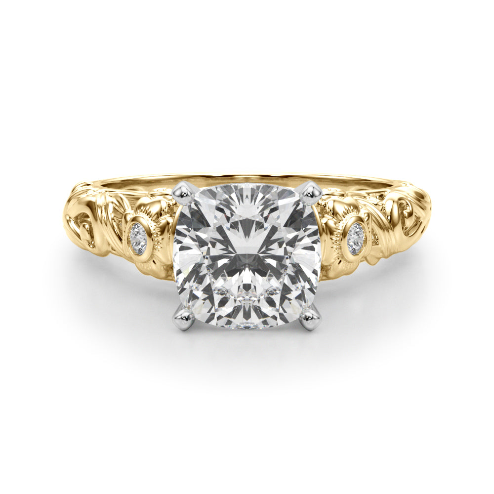 Enchanted Center Round Diamond Engagement Ring in 10K/14K gold and platinum with certified lab-grown or natural diamonds