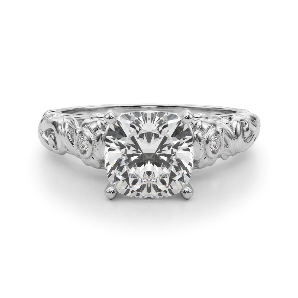 Enchanted Center Round Diamond Engagement Ring in 10K/14K gold and platinum with certified lab-grown or natural diamonds