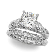 Enchanted Center Round Diamond Engagement Ring in 10K/14K gold and platinum with certified lab-grown or natural diamonds