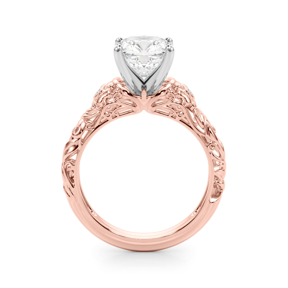 Enchanted Center Round Diamond Engagement Ring in 10K/14K gold and platinum with certified lab-grown or natural diamonds