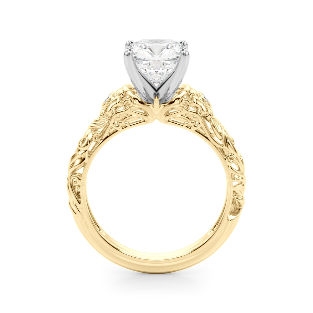 Enchanted Center Round Diamond Engagement Ring in 10K/14K gold and platinum with certified lab-grown or natural diamonds